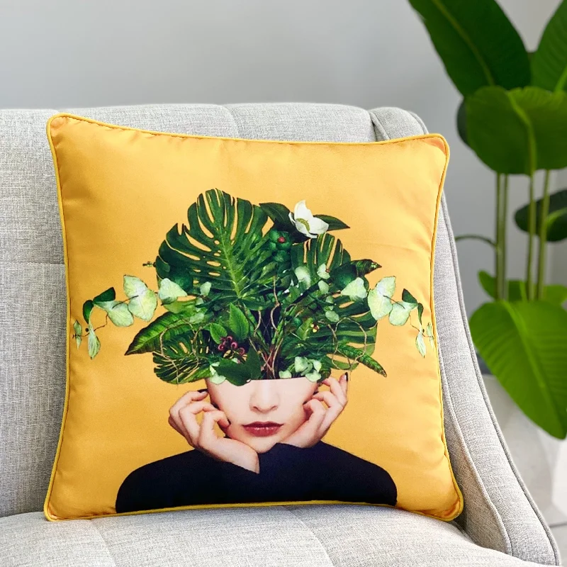 Ideal pillow height for kids-Garden Woman Pillow