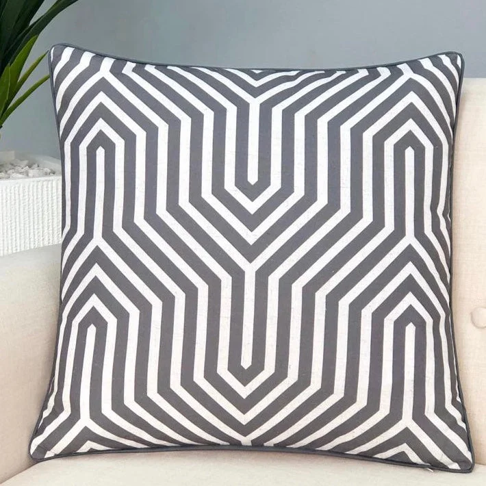 Pillow height and shoulder width correlation-Geometric White & Gray Pillow