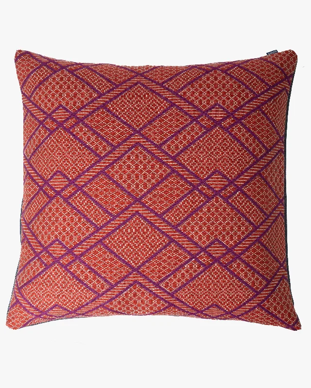 Pillow height and sleep quality-Kiriko Original Pillow, Burnt Scarlet with Red Violet Diamonds and White patterns