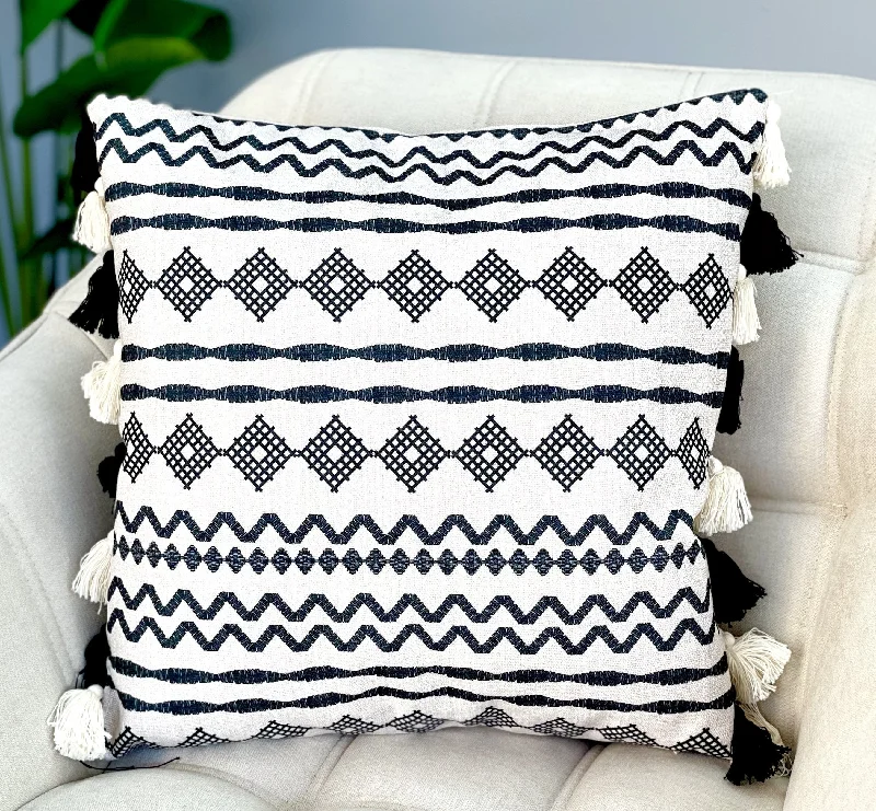 Pillow height and shape correlation-Multi Tassel Boho Pillow