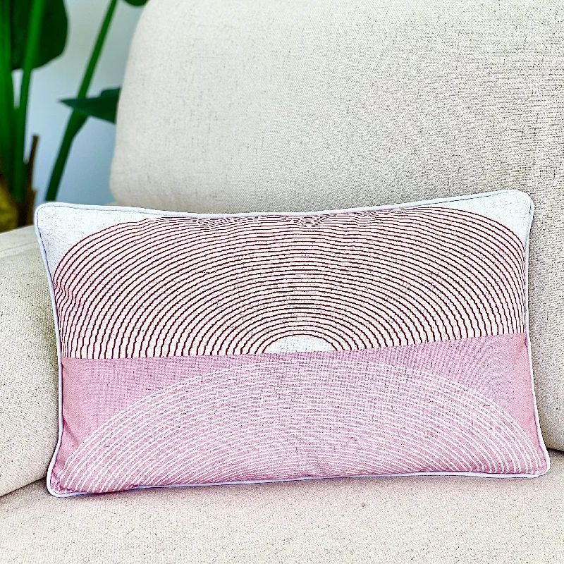 Best memory pillow brand recommendations-Pink Rainbow Long Abstract Printed Pillow