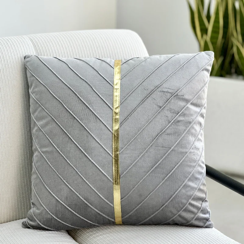 Tips for matching pillows with mattresses-Pleated Gray Pillow Gold Stripe