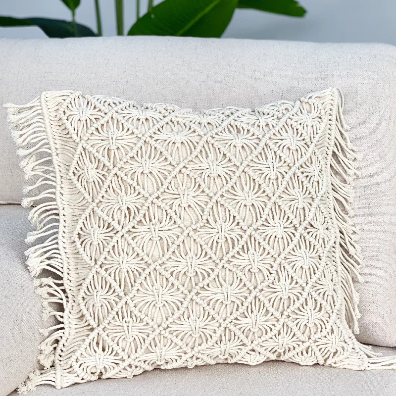 Pillow height and posture adjustment-Square Ivory Macrame Handmade Pillow