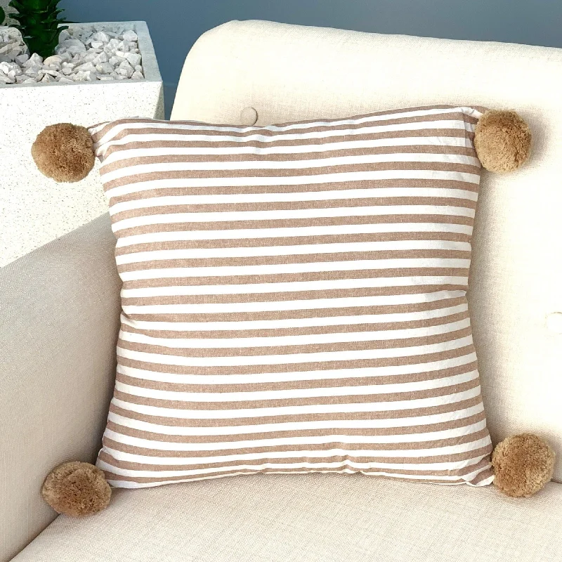 How to clean a buckwheat pillow-Pom Pom Ivory & Brown Stripes Pillow