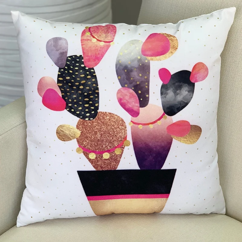 Best pillow shape for side sleepers-Textured Cactus on Pot Padding Pillow