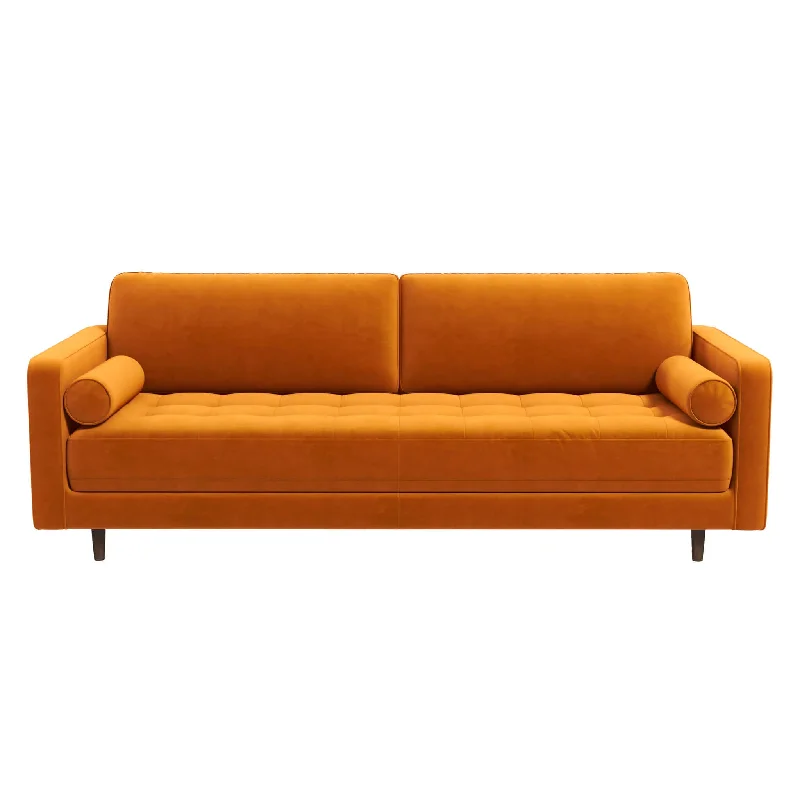 Firmness options for memory pillows-Daphne Burnt Orange Pillow Back Velvet Sofa