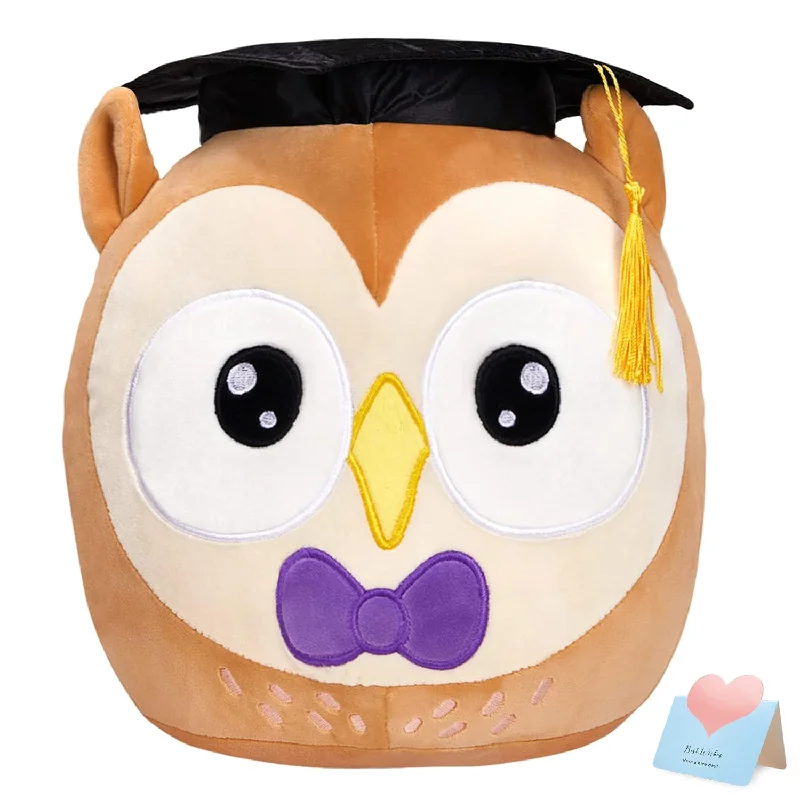 Durability options for latex pillows-12" Graduation Owl Plush Pillow Cute Stuffed Animal With Cap Soft Sofa Cushion