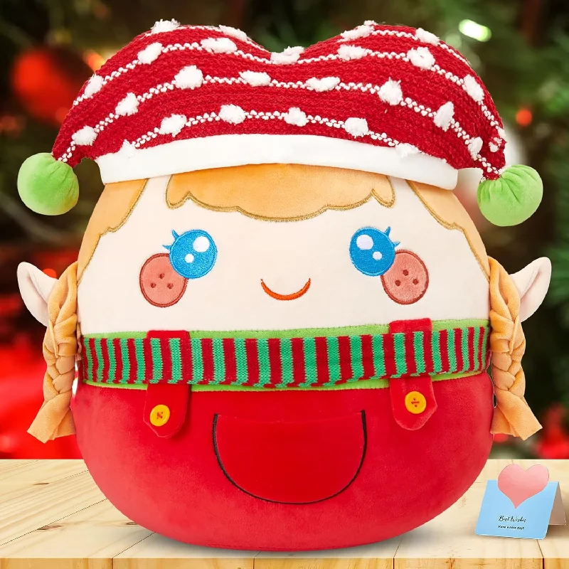 Pillow height and shoulder pressure match-2023 Christmas Elf Plush Pillow Kawaii Elves Girl 14" Stuffed Animal Decoratio