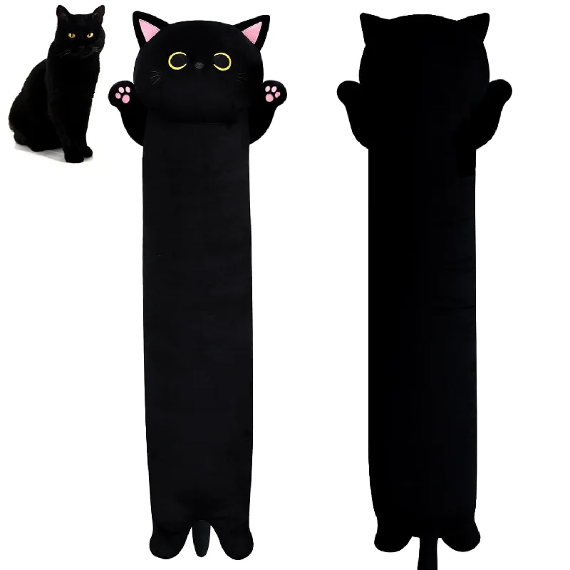 Support design of cervical pillows-22.5" Long Cat Plush Pillow, Long Cat Stuffed Animal,Black Cat Plush,Stuffed C