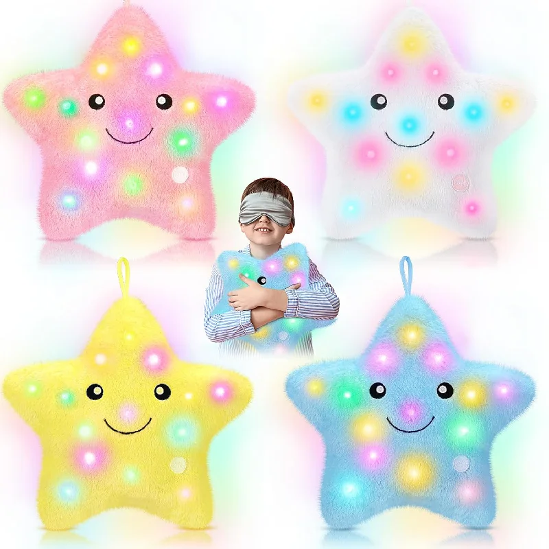 Weight testing for latex pillows-4 Pieces 15.7" Led Twinkle Colorful Star Pillow Glow Star Shaped Plush Throw P