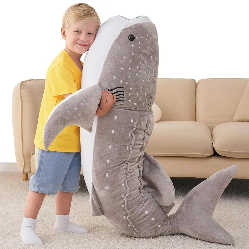 Pillow height and shoulder health match-48 Inch Giant Whale Shark Stuffed Animal Toy Whale Plush Kids Pillow Grey Whal