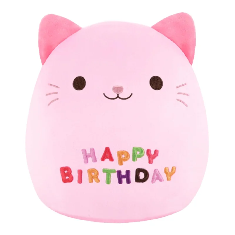 Elasticity comparison of latex pillows-9.8 Inch Cat Plush Birthday Plush Pillow, Pink Cute Cat Birthday Plush Toy, Bi