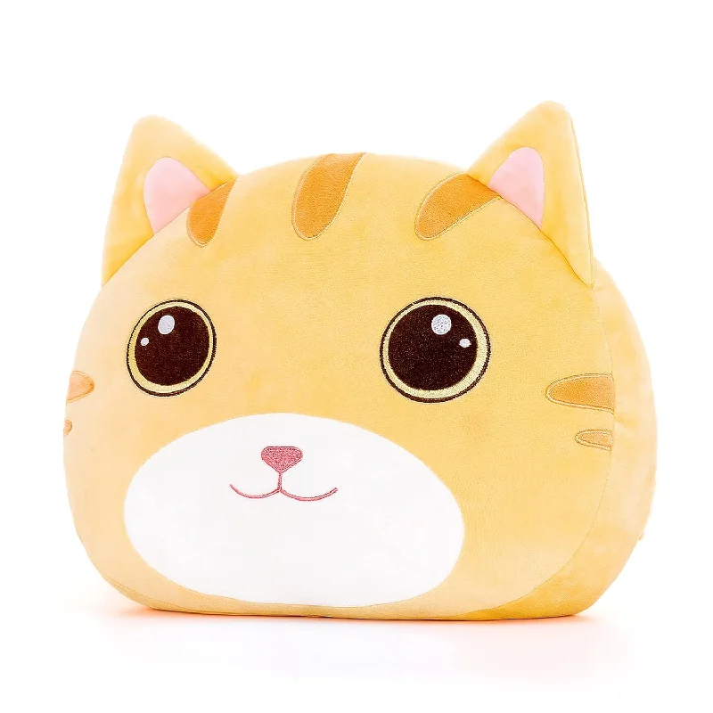 Weight options for latex pillows-Cat Kids Pillow Toys Plush Pillows Soft Gifts For Toddler Brown 15 Inches