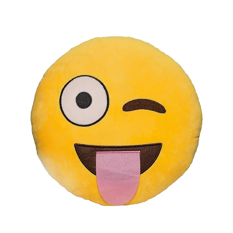 Durability options for memory foam pillows-Emoji Tongue Face Emoticon Cushion Stuffed Plush Soft Pillow, Official Certifi