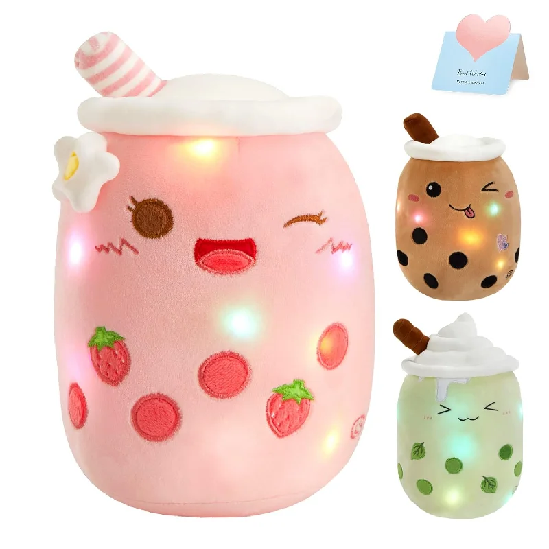 Are buckwheat pillows good for winter-Light Up Strawberry Tea Soft Plush Pillow 10'' Kawaii Milky Tea Stuffed Bubble