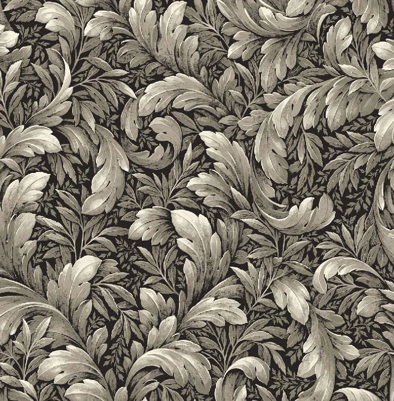 Purple starry wallpaper dreamy-Acanthus Trail Charcoal Peel-and-Stick Wallpaper