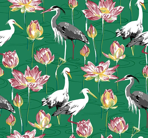 Festive New Year wallpaper-Barton Green Heron Wallpaper from the Happy Collection