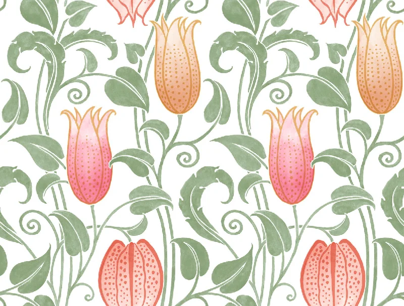 Keyboard tech wallpaper close-up-Canterbury Bells White/Brights Wallpaper from the Arts and Crafts Collection