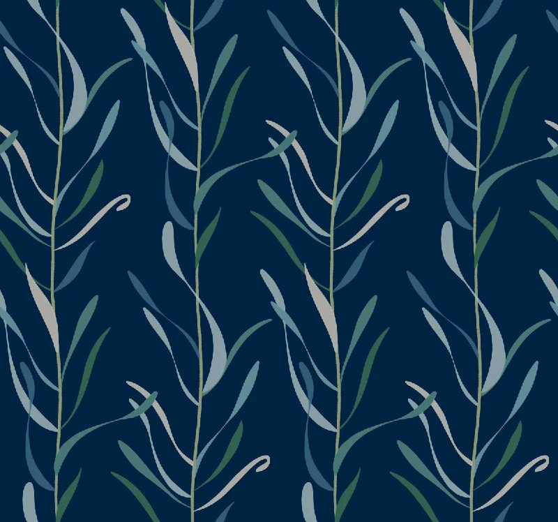 Wallpaper inspiration creative ideas-Chloe Vine Indigo Wallpaper from the Greenhouse Collection