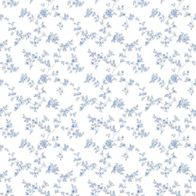 HD anime wallpaper series-Delicate Floral Blue Wallpaper from the Small Prints Collection