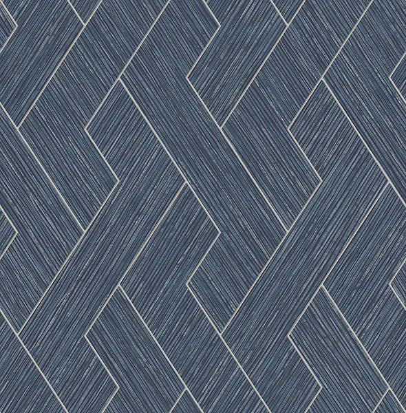 Unique cartoon wallpaper avatar-Ember Indigo Geometric Basketweave Wallpaper from Fusion Advantage Collection