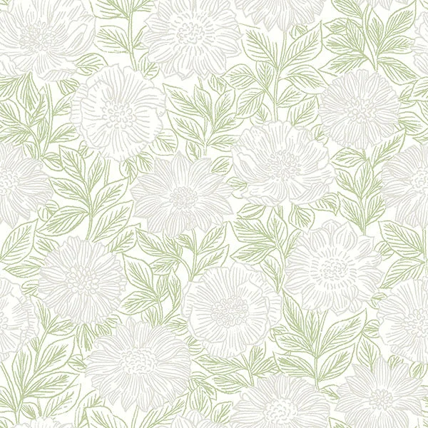 Foggy forest wallpaper nature-Faustin Green Floral Wallpaper from the Delphine Collection