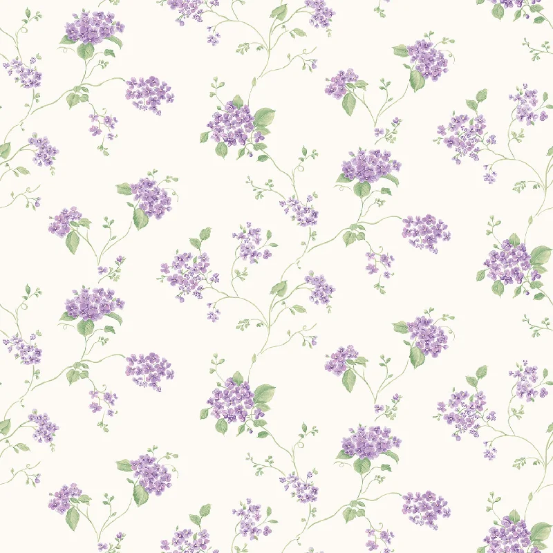 Creative text wallpaper free-Floral Branch Purple/Green Wallpaper from the Miniatures 2 Collection