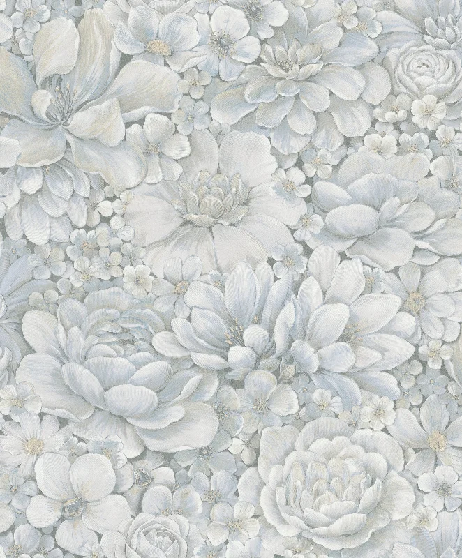 Dynamic starry night wallpaper-Floral Texture Blue/Grey Wallpaper from Eden Collection