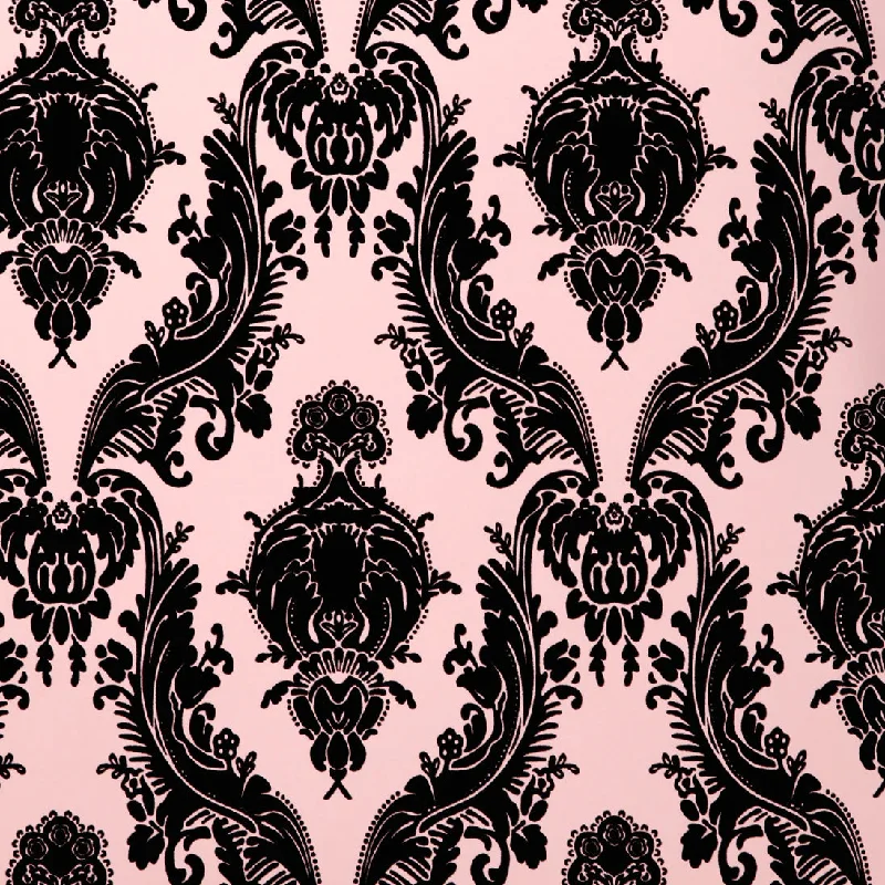 Epic desert wallpaper free-Heirloom Velvet Flock Wallpaper in Black/Pink by Burke Decor