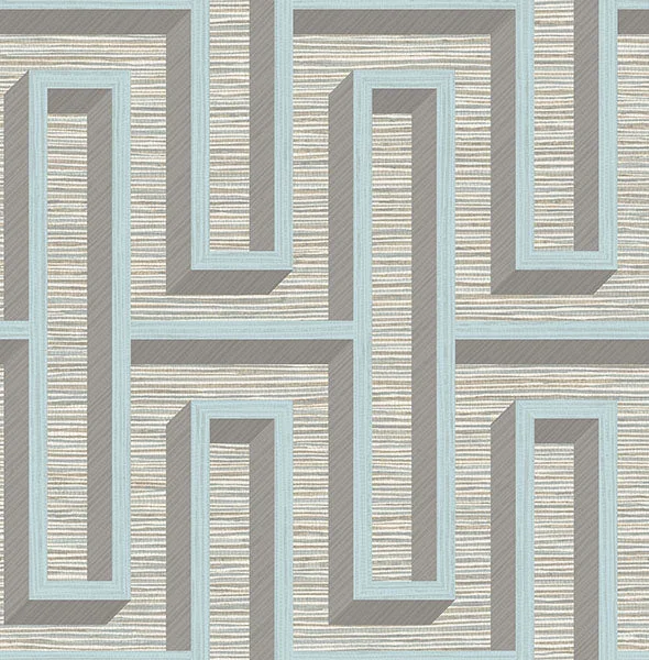 Traditional festival wallpaper art-Henley Light Blue Geometric Grasscloth Wallpaper from Fusion Advantage Collection