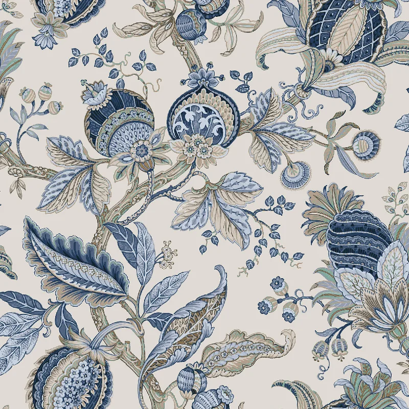 4K nature wallpaper pack-Jacobino Edra Blue Wallpaper from Cottage Chic Collection