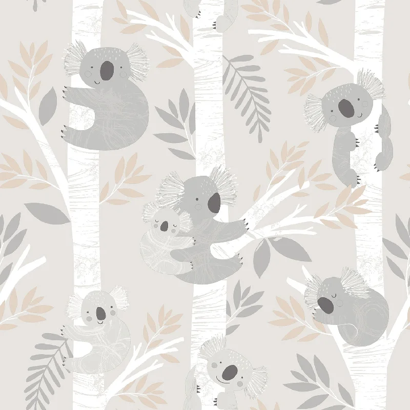 Wallpaper resolution adjustment guide-Koalas Greige/Glitter Wallpaper from the Tiny Tots 2 Collection