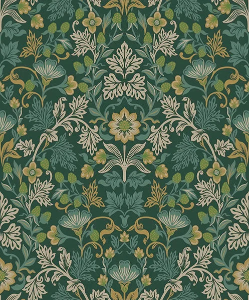 Free素材 wallpaper free-Lila Teal Strawberry Floral Wallpaper from the Posy Collection