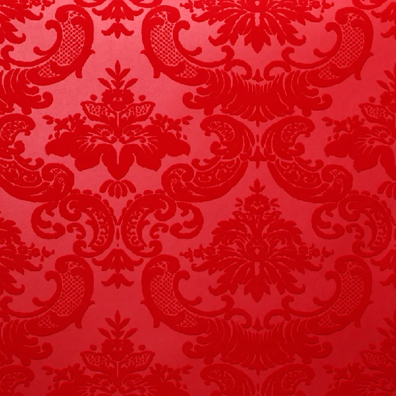 Cool cyberpunk wallpaper free-Madison Velvet Flock Wallpaper in Crimson by Burke Decor