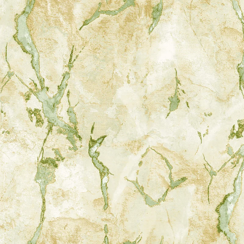 Dark theme phone wallpaper-Marmo Gold/Green Wallpaper from Stratum Collection