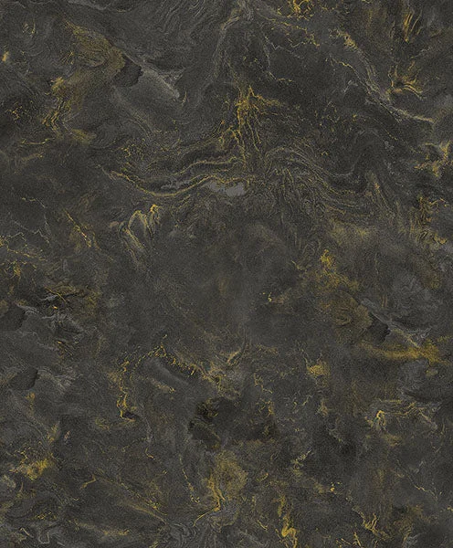 8K ultra clear wallpaper-Meness Black Metallic Marbling Wallpaper from Lumina Collection