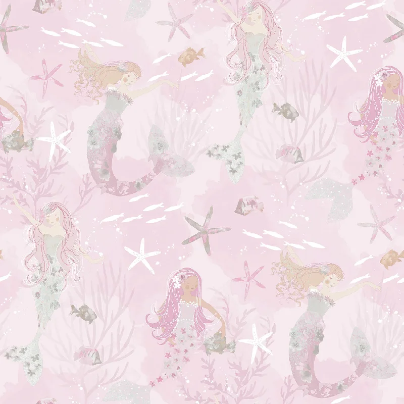 Space exploration wallpaper HD-Mermaids Pink/Glitter Wallpaper from the Tiny Tots 2 Collection