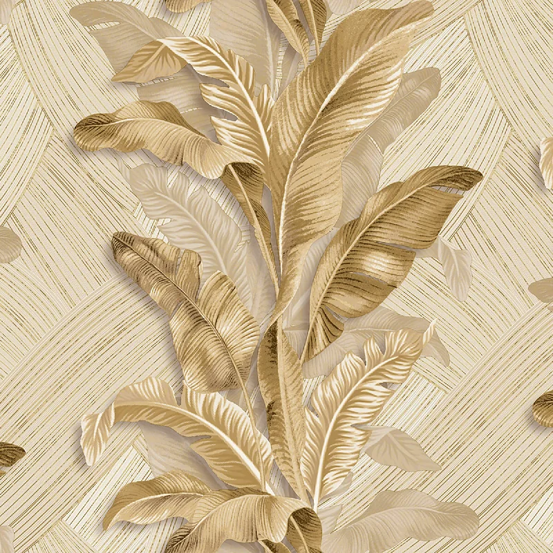 Animated iPhone wallpaper free-Palma Beige/Gold Wallpaper from Stratum Collection