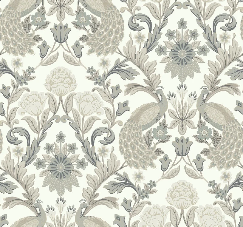 Line art wallpaper minimalist-Plume Dynasty White/Neutral Wallpaper from the Arts and Crafts Collection