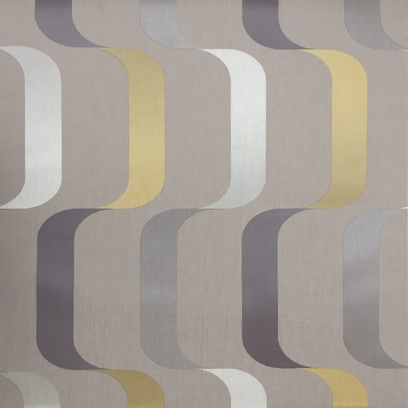 Gaming theme wallpaper free-Ribbon Wallpaper in Taupe/Yellow from the Mid Century Collection by York Wallcoverings