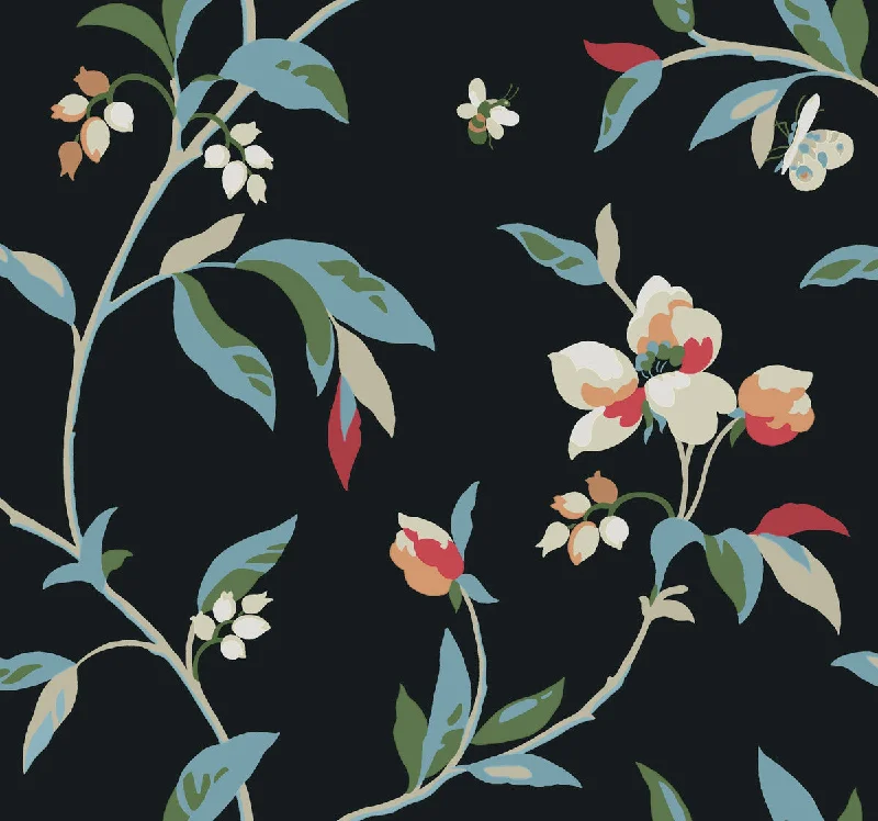 Fresh greenery wallpaper nature-Springtime Midnight/Multi Wallpaper from the Greenhouse Collection