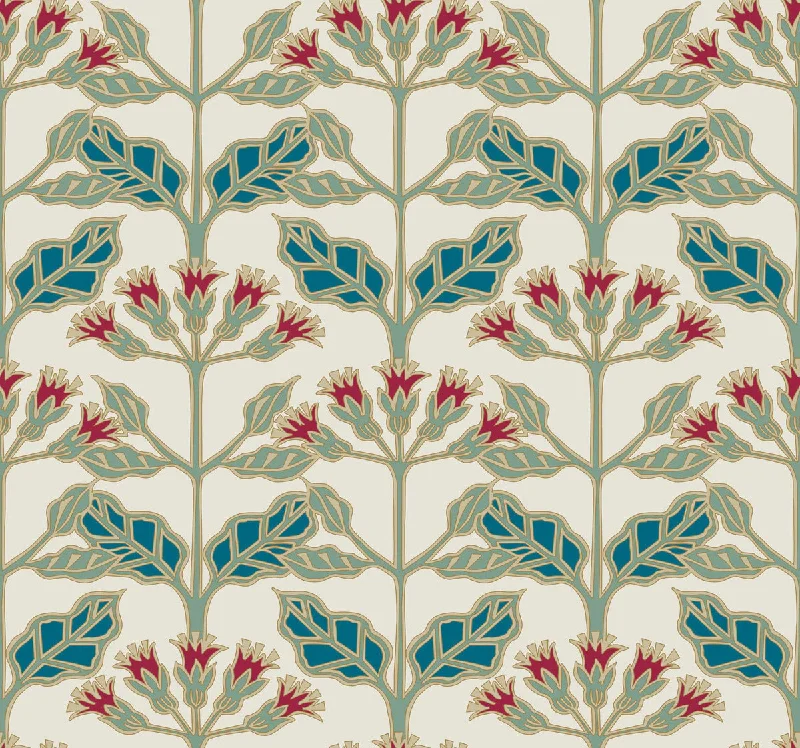 Naruto classic wallpaper pack-Tracery Blooms Cream/Multi Wallpaper from the Arts and Crafts Collection