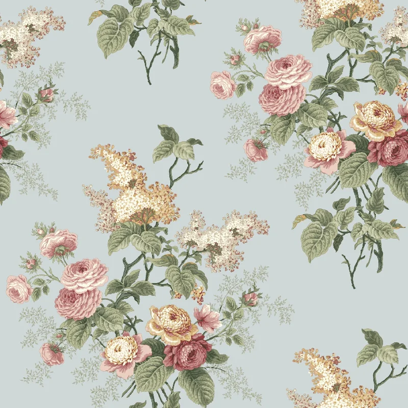 Countryside nature wallpaper free-Waverly Emma's Garden Peel & Stick Wallpaper in Blue