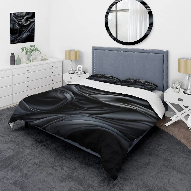 French-inspired bed with intricate details-Designart "Grey Soothing Shadows II" Abstract Collages Bedding Cover Set - Traditional Bed Set with Shams