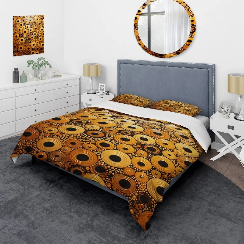 children’s bed with themed design-Designart "Midnight Marigold Siral II" Abstract Collages Bedding Cover Set - Traditional Bed Set with Shams