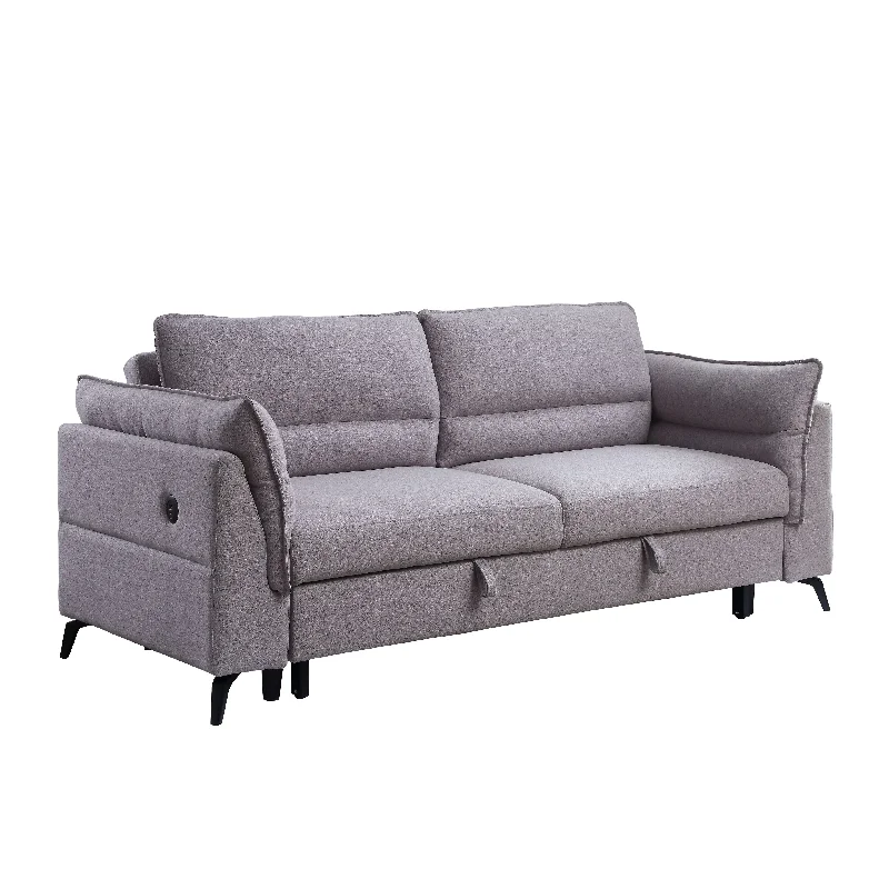 dark leather sofa for home -ACME Helaine Sleeper Sofa in Gray Fabric