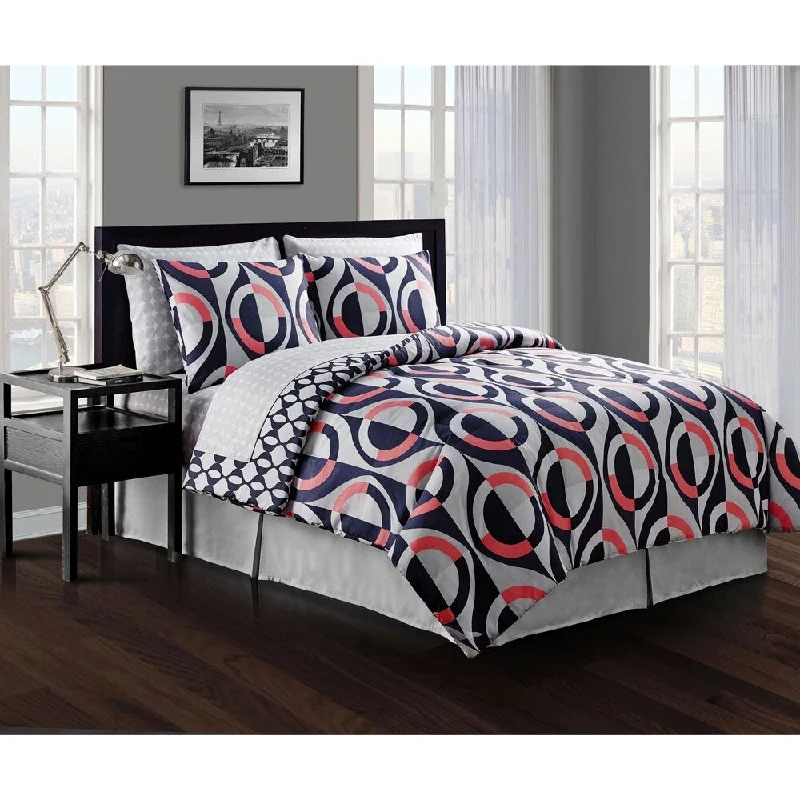 cozy bed with warm comforter for winter-Avondale Manor Grayson 8-piece Bed in a Bag with Sheet Set