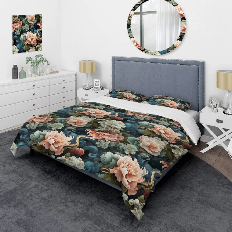 high-quality bed with orthopedic mattress-Designart "Dragon Symbolism" Peach Abstract Bedding Cover Set With 2 Shams