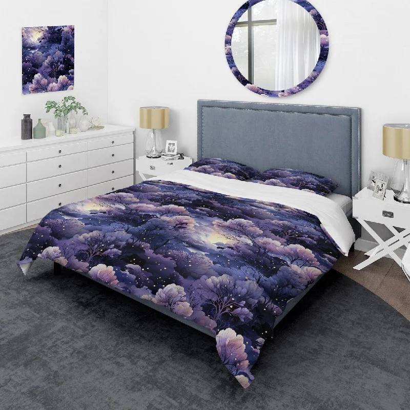 metal bed frame with industrial design-Designart "Ethereal Moonbeams Moody Patterns" Modern Bedding Set With Shams