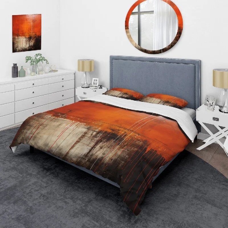 luxurious bed with plush top layer for comfort-Designart "Lyrical Abstraction collage II" Abstract Collages Bedding Cover Set - Traditional Bed Set with Shams